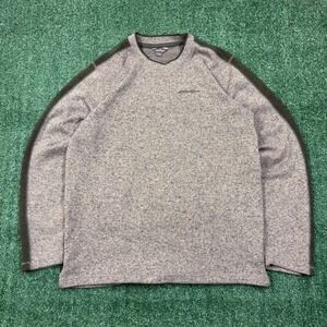 Vintage Eddie Bauer Sweater Crewneck Grey Green Stripe Mens Medium